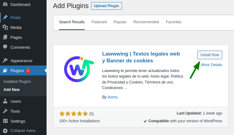 Instalar Lawwwing en Wordpress
