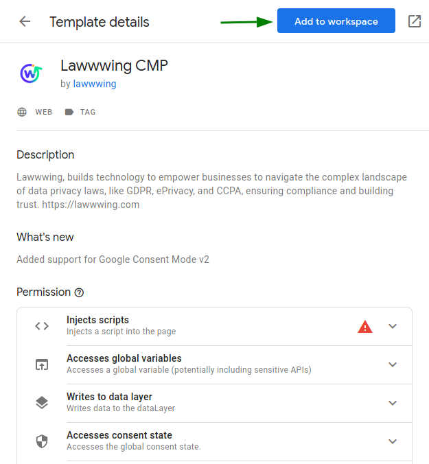 Tag manager community templates add to workspace