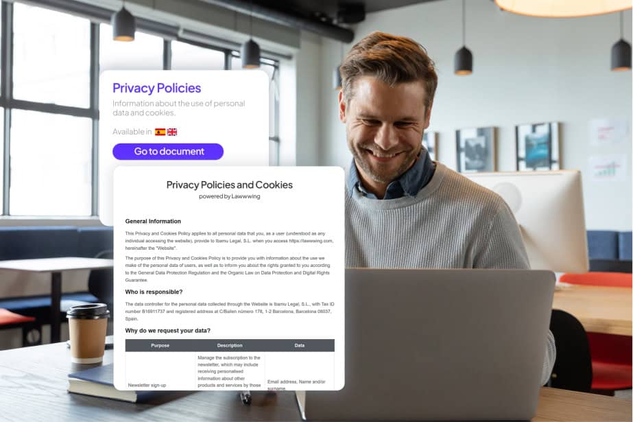 man setting up a privacy policy on his website