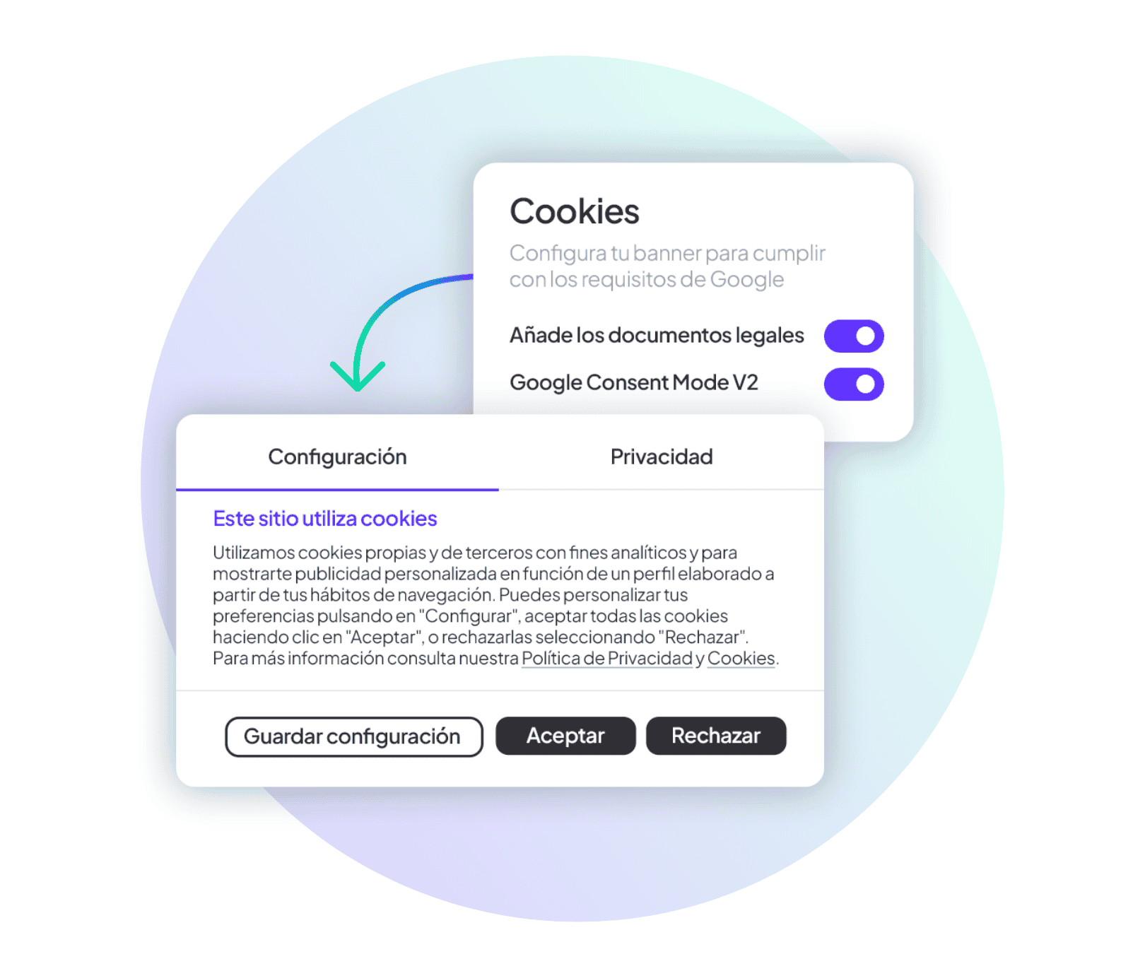 ui flotante lawwwing banner de cookies